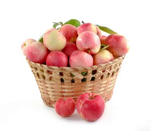 Apples Basket Full Set Crop Food Fruit Autumn