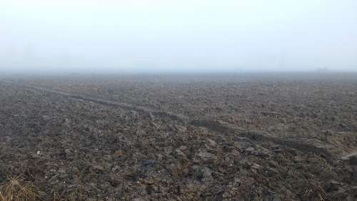 Arable Autumn Fog Background Field Agriculture