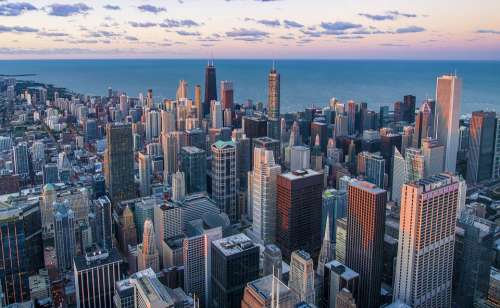 Architecture Chicago Buildings City Cityscape Dawn