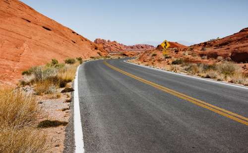 Arid Asphalt Barren Desert Dry Highway Landscape