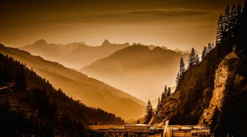 Arlberg Pass Landscape Abendstimmung Twilight