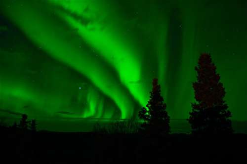 Aurora Borealis Northern Lights Green Night