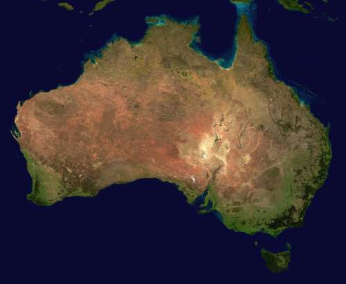 Australia Continent Aerial View Geography Map