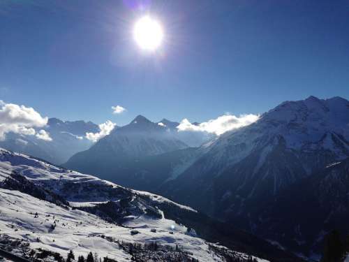 Austria Alpine Panorama Winter Outlook Wintry