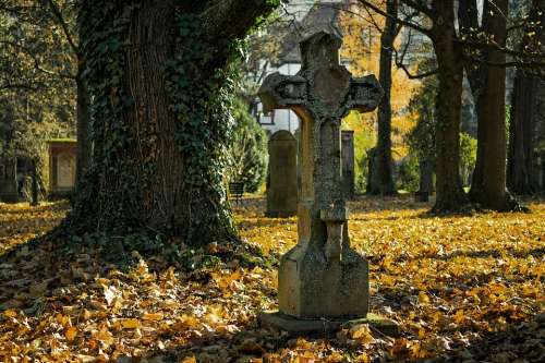 Autumn Cemetery Cross Death Decay Fall Graveyard