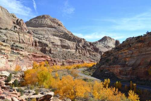 Autumn Capitol Reef National Park Scenery Usa