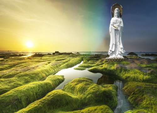 Avalokiteshvara Buddha Quan Yin Peace Water Sea