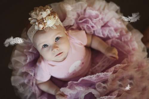 Baby Girl Ballerina Feathers Portrait Person