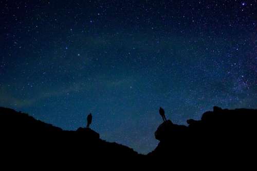 Backlit Stars Night Sky Beautiful Evening Idyllic