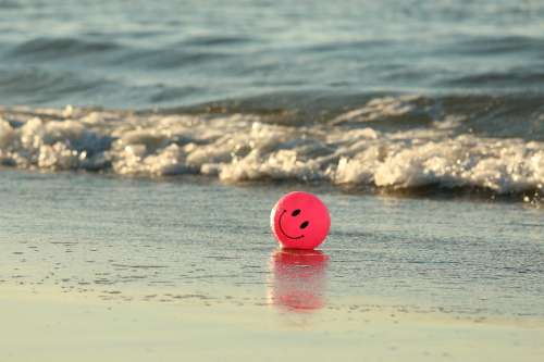 Ball Beach Happy Ocean Pink Smile Smiley