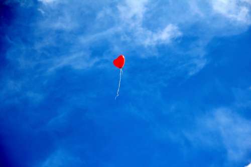 Balloon Heart Love Romance Sky Heart Shaped Red