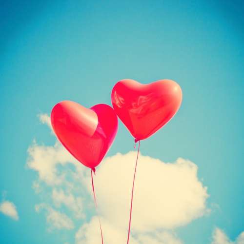 Balloon Heart Love Red Romantic Happy Card