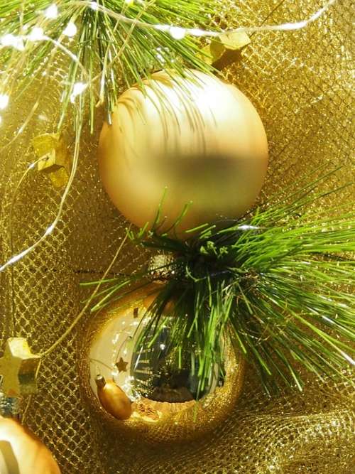 Balls Gold Christmas Decorations Decoration Gloss