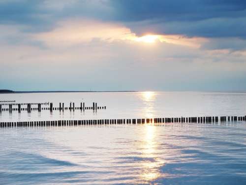Baltic Sea Evening Sunset Romantic