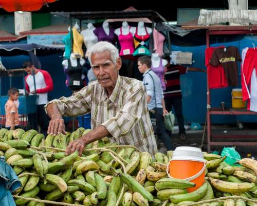 Bananas Vendor Open Market Street Farmers Fresh