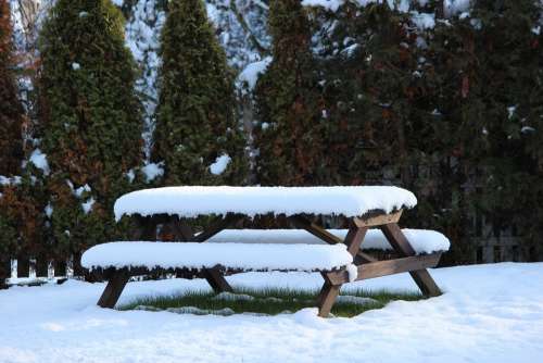 Bank Snow White Nature Sit Table Winter Wintry