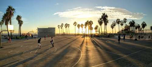 Basketball Park Sunset Court Basketball Court