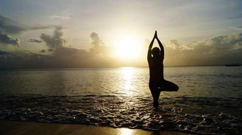 Beach Sunset Yoga Meditate Meditation Pose