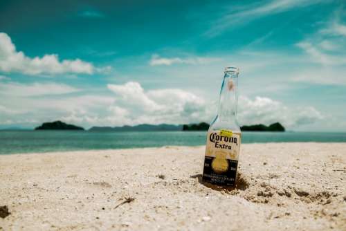 Beach Beer Bottle Close-Up Bokeh Island Landscape