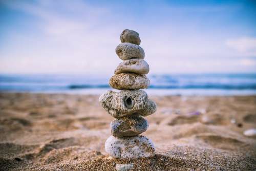 Beach Balance Wallpaper Rock Sand Stacked Stones