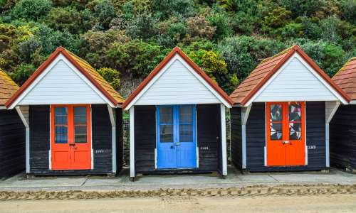 Beach Huts Colorful Travel Tourism Seaside