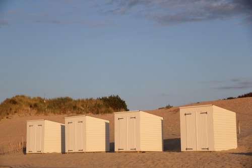 Beach Beach Hut Blue Sand