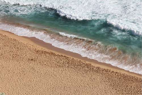 Beach Sand Water Surge Surf Breakwater Waves