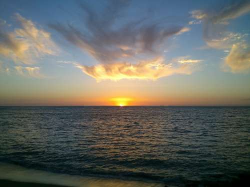 Beach Sunset Sunset Sea Ocean Horizon