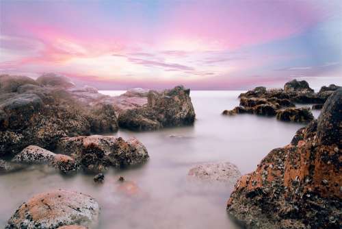 Beautiful Beach Vietnam Water Stones Long Exposure