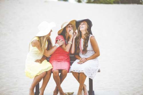Bench Fashion Friendship Fun Girls Happiness