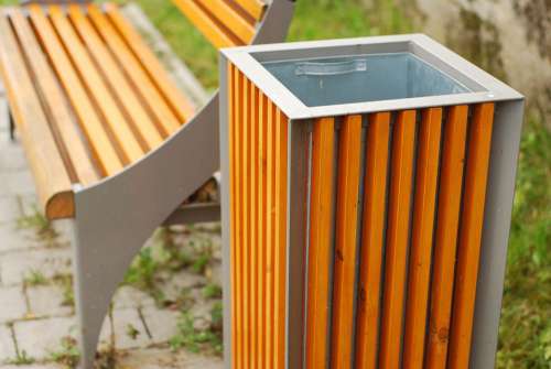 Bench Rubbish Bin Seat Disposal Outdoor Garbage