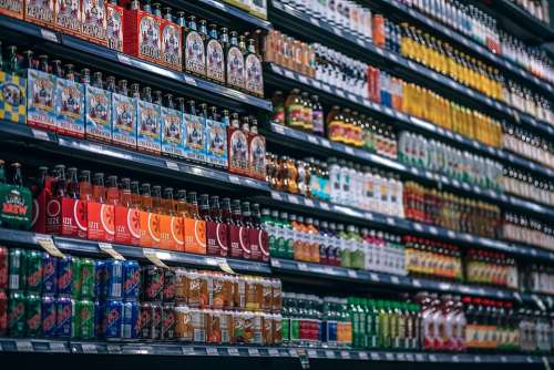 Beverages Bottles Shelf Cans Coke Cola