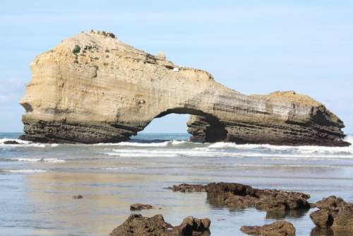 Biarritz Beach Sand Rock Side France