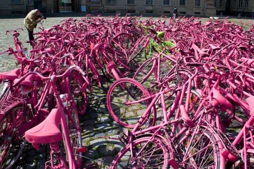 Bicycles Pink Action Art Mannheim Artwork Art