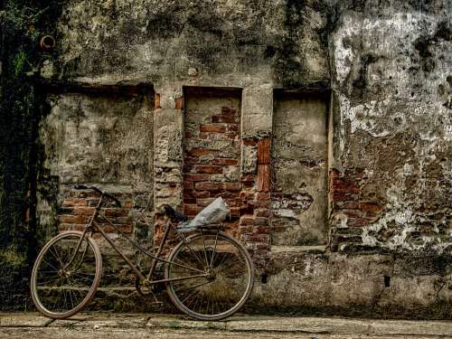 Bike Wall Phu Xuyen Hanoi Vietnam Old Decay