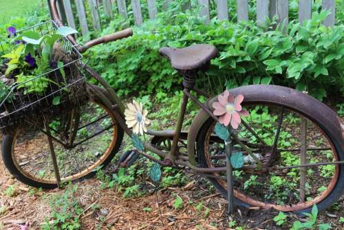 Bike Garden Cycle Bicycle Vintage Old Summer