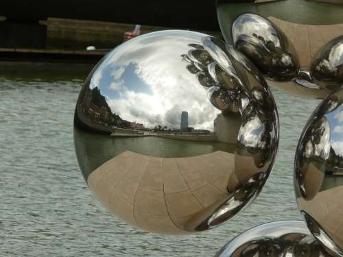 Bilbao Ball Guggenheim Art Reflection Metal Shiny