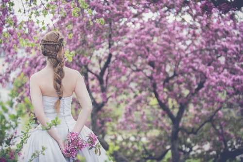 Bloom Bride Wedding Woman Outdoors Girl