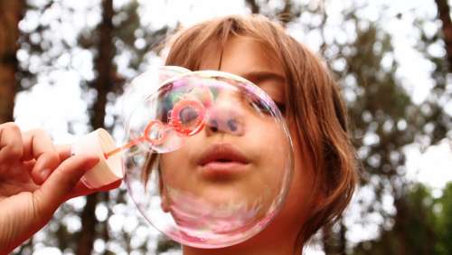 Soap Bubbles Fun Girl Blowing Play Child Face