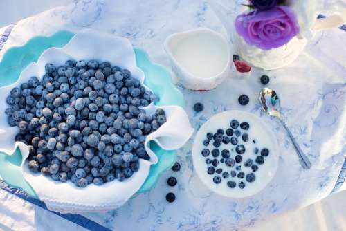 Blueberries Dessert Breakfast Food Berry Fruit