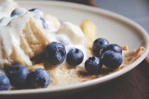 Blueberries Pancake Breakfast Banana Food Dessert