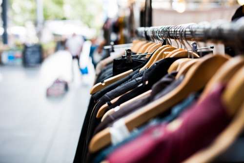 Blur Hanger Clothing Shopping Market Close-Up