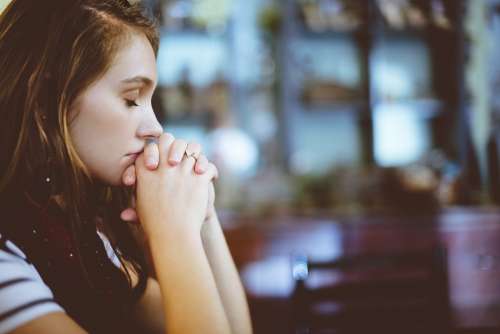 Blur Close-Up Girl Woman Hands Model Praying