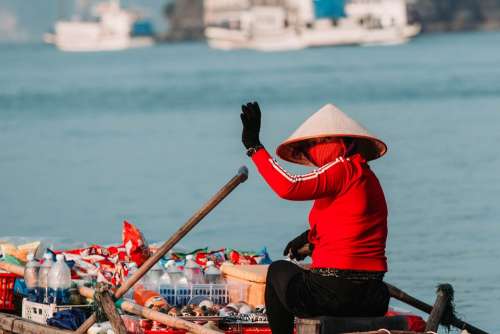 Boat Asian Vietnam Vietnamese Sea Travel Fishing