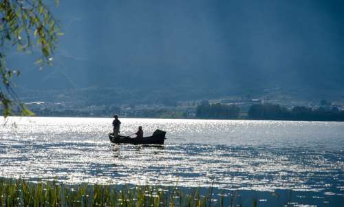 Boat Erhai Lake Sunshine