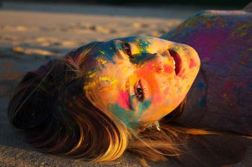 Body Painting Sunset Beach Girl Colors Face