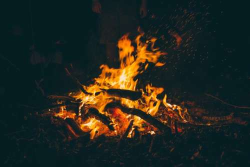 Bonfire Burning Campfire Dark Fire Firewood Flame