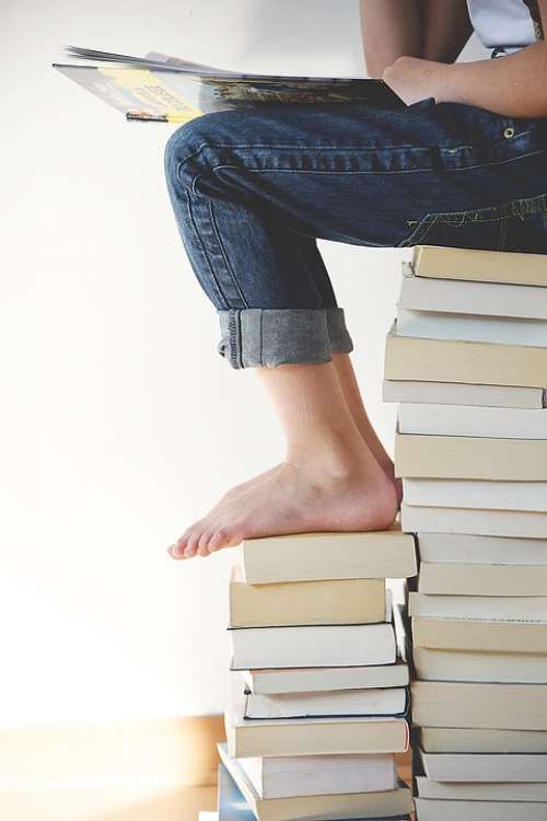 Books Feet Legs Person Reading Study Learning