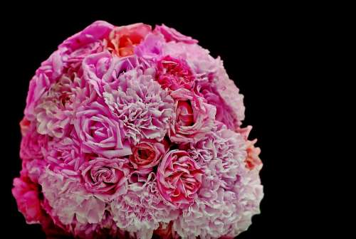 Bouquet Roses Cloves Wedding Flowers Pink