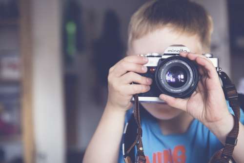 Boy Photographer Camera Child Lens Minolta